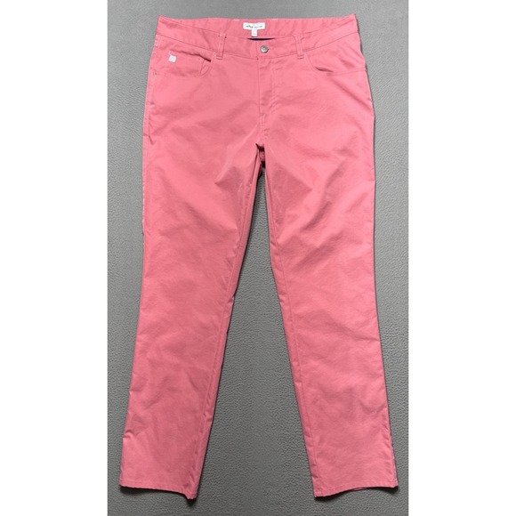 Peter Millar Crown Sport Performance 5 Pocket Pants Men 35x32 Coral Golf Coastal